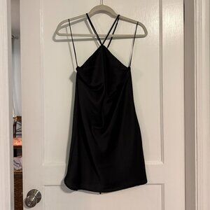 Black Satin Halter Mini Dress by Show Me Your Mumu
